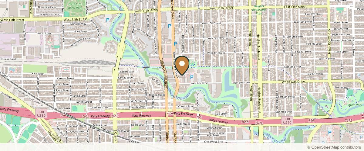 Map showing the exact location of The Skin Clinic at 600 N Shepherd Dr Ste 124, Houston, TX 77007, USA