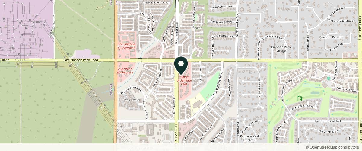 Map showing the exact location of The Skin Clinic North Scottsdale at 7605 E Pinnacle Peak Rd #4, Scottsdale, AZ 85255, USA