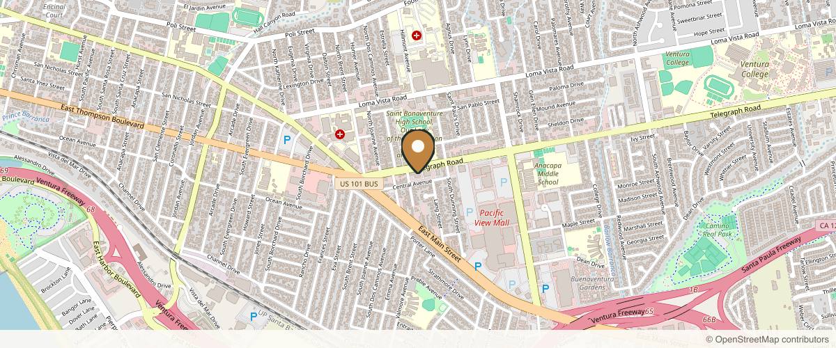 Map showing the exact location of The Skin Queue Aesthetics Medical Spa at 3140 Telegraph Rd Ste c, Ventura, CA 93003, USA