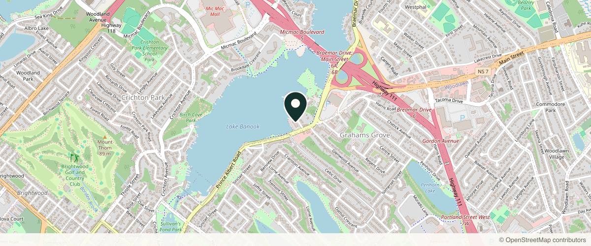 Map showing the exact location of The Skin Sanctum at 300 Prince Albert Rd #202E, Dartmouth, NS B2Y 4J2, Canada