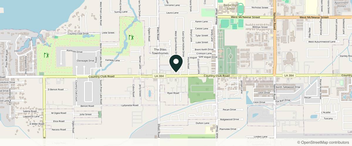 Map showing the exact location of The Skin Studios Advanced Aesthetics and Anti-Aging at 2640 Country Club Rd Ste 100, Lake Charles, LA 70605, USA