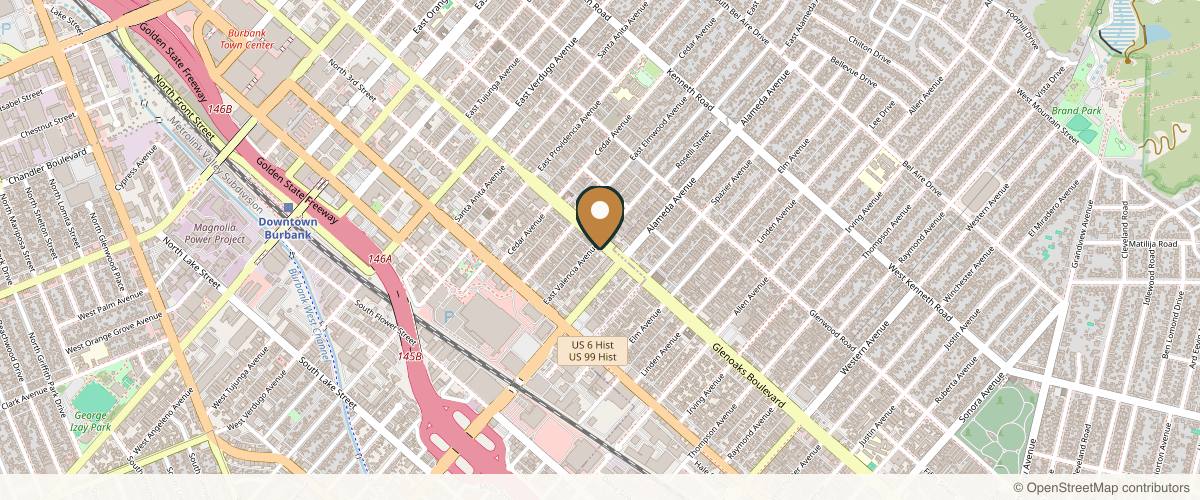 Map showing the exact location of The Skinn Suite Aesthetic Center at 905 S Glenoaks Blvd, Burbank, CA 91502, USA