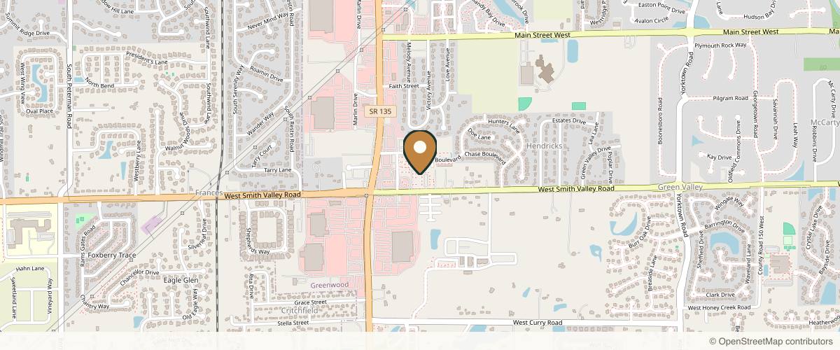 Map showing the exact location of The SKN Lab at 1642 W Smith Valley Rd Ste A, Greenwood, IN 46143, USA