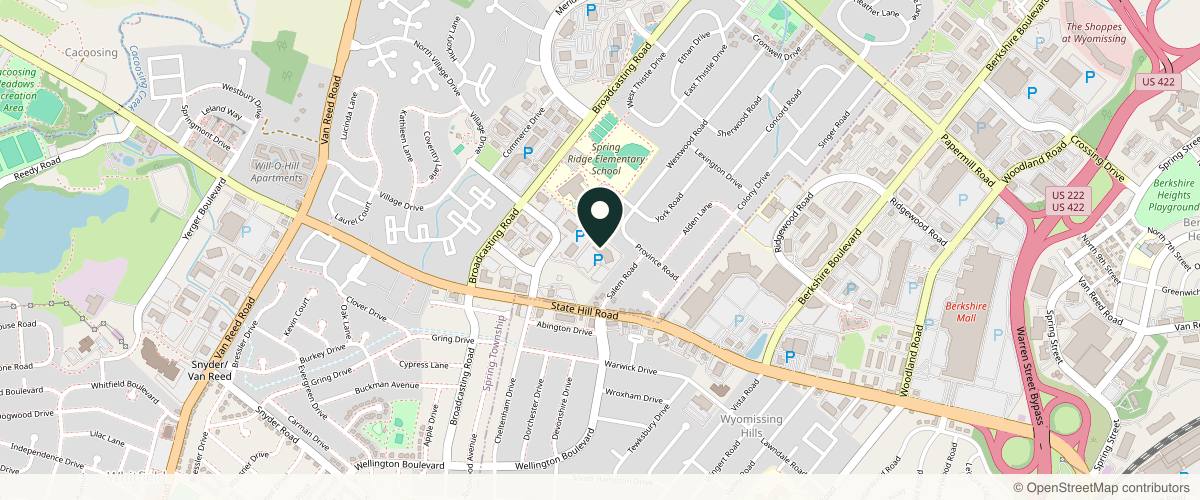 Map showing the exact location of The Spa at Spring Ridge at 2603 Keiser Blvd suite 202, Reading, PA 19610, USA