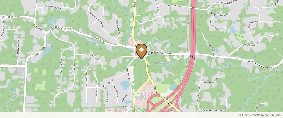Map showing the exact location of The Spa at Yellow Creek at 3636 Yellow Creek Rd, Akron, OH 44333, USA