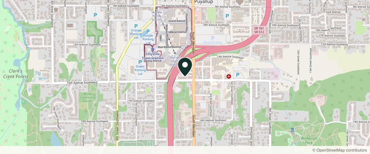 Map showing the exact location of The Spa by Horizon View at 201 15th Ave SW Unit D, Puyallup, WA 98371, USA