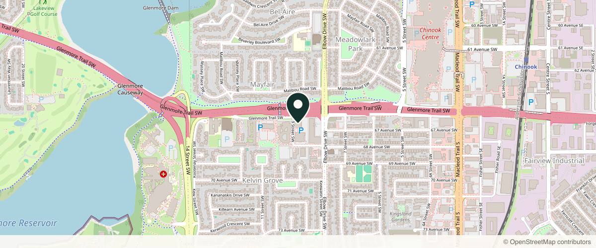 Map showing the exact location of the symm label at 1011 Glenmore Trail SW #417, Calgary, AB T2V 4R6, Canada