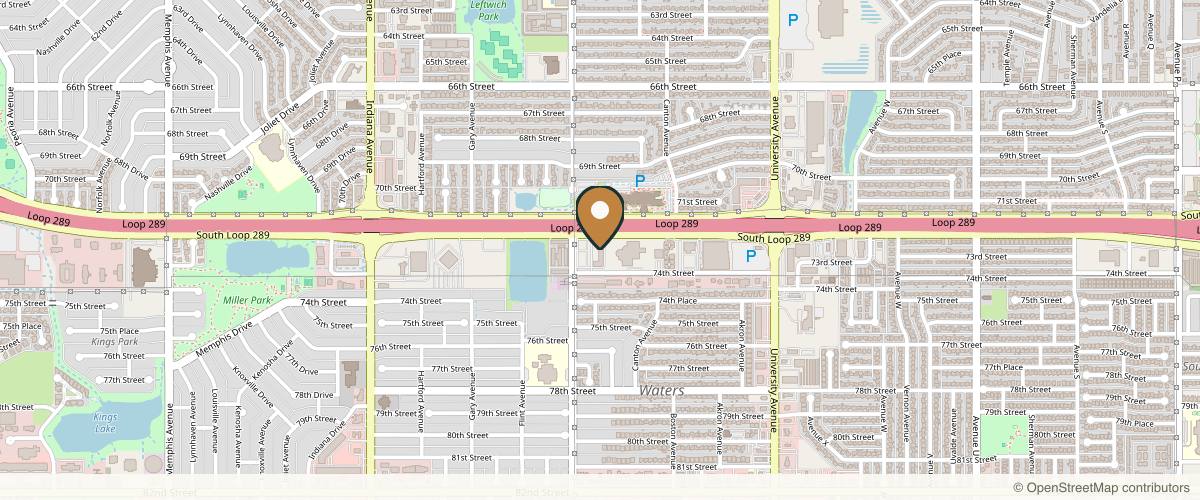 Map showing the exact location of The Tox Box at 2811 S Loop 289 Ste 20, Lubbock, TX 79423, USA
