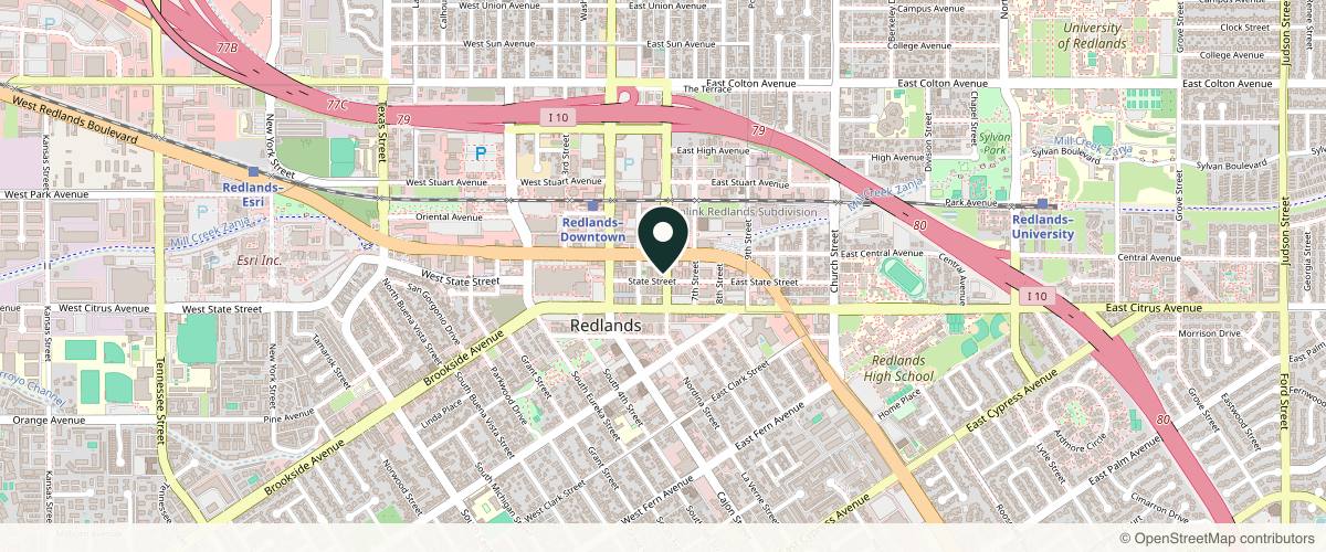 Map showing the exact location of The Treatment Skin Boutique Redlands at 129 E State St, Redlands, CA 92373, USA