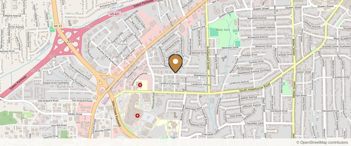 Map showing the exact location of The VISTA at Forsyth Plastic Surgery at 2901 Maplewood Ave, Winston-Salem, NC 27103, USA
