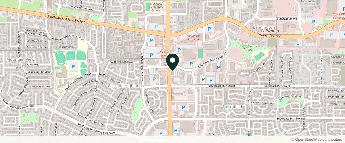 Map showing the exact location of The Waldorf Center Medical Spa Vancouver at 1405 SE 164th Ave #100, Vancouver, WA 98683, USA