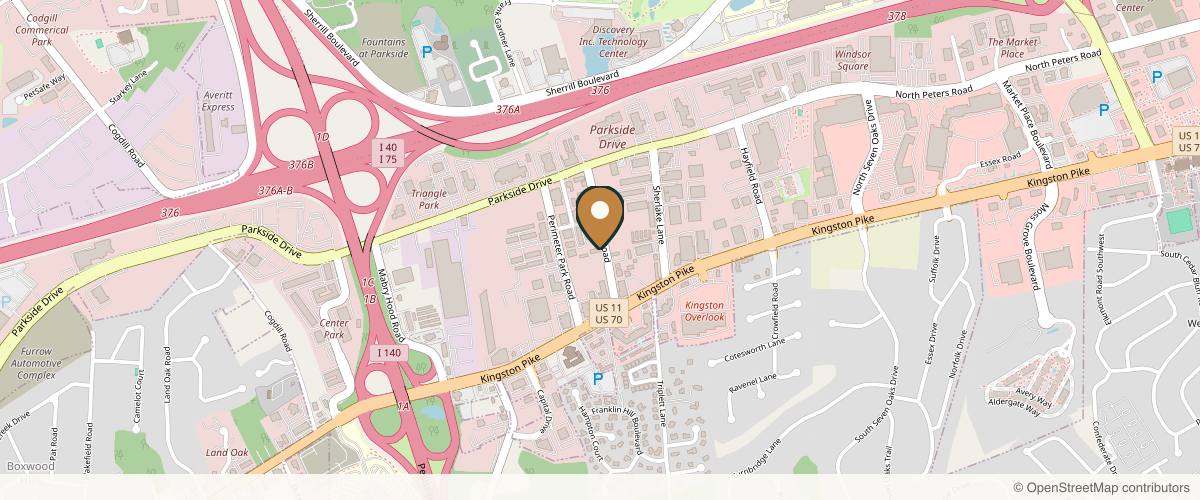Map showing the exact location of The Wellness Room at 151 Sherway Rd #1, Knoxville, TN 37922, USA