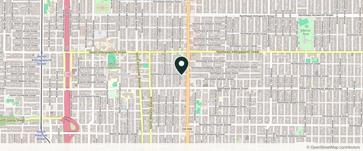Map showing the exact location of The Wit Aesthetics + Wellness at 5136 NE Garfield Ave., Portland, OR 97211, USA