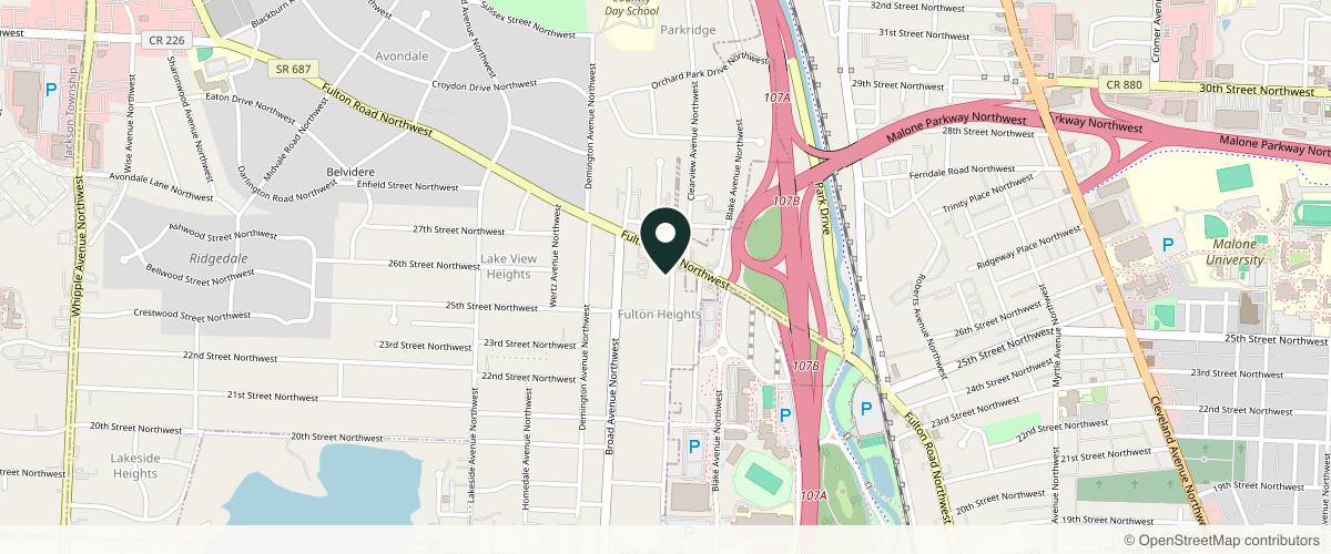 Map showing the exact location of Theresa Phillips BSN, RN at 2712 Fulton Dr NW, Canton, OH 44718, USA