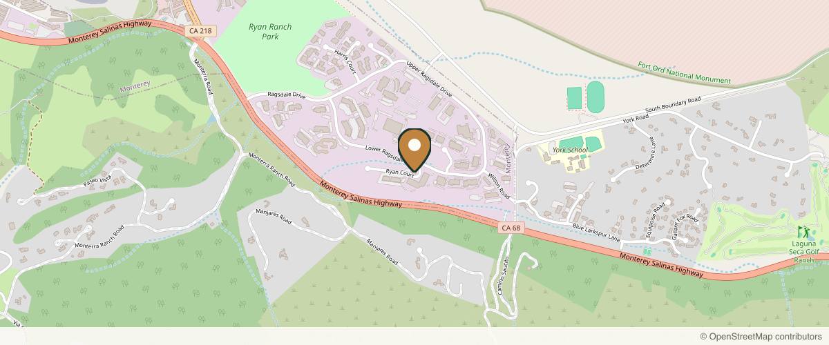 Map showing the exact location of Thomas E. Zewert MD, Ph.D at 15 Ryan Ct, Monterey, CA 93940, USA