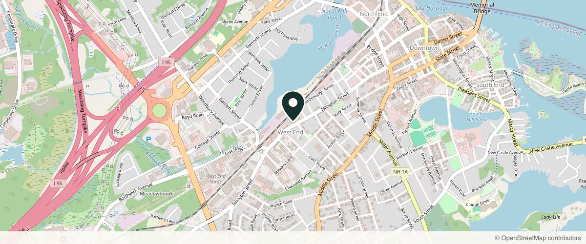 Map showing the exact location of Thrive Med Spa & Wellness at 501 Islington St #2B, Portsmouth, NH 03801, USA