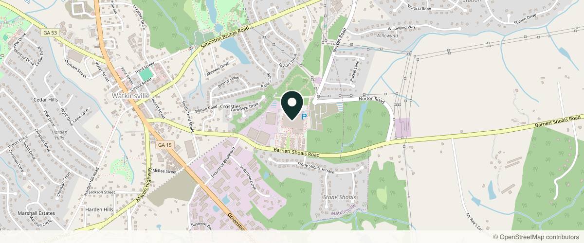 Map showing the exact location of Thrive Therapeutics and Recovery at 1725 Electric Ave Ste 132, Watkinsville, GA 30677, USA
