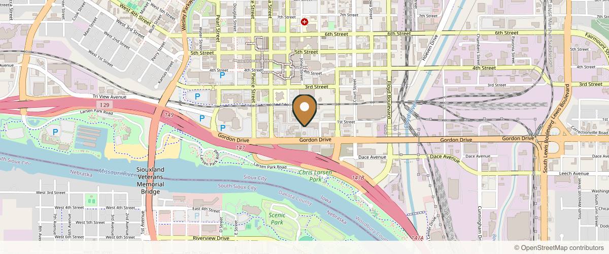 Map showing the exact location of Thrive Wellness Center at 819A Gordon Dr, Sioux City, IA 51101, USA