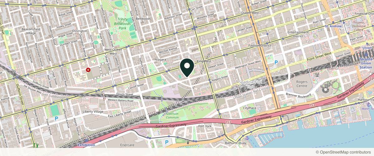 Map showing the exact location of Tight Clinic at 628 Wellington St W, Toronto, ON M5V 1G4, Canada