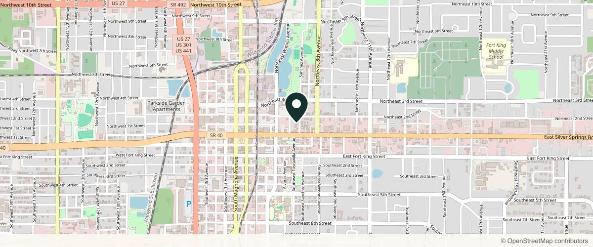 Map showing the exact location of Tiltan Aesthetics Spa at 112 NE Sanchez Ave #2, Ocala, FL 34470, USA