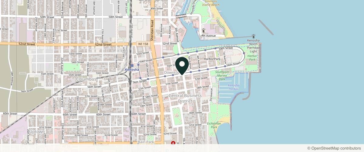 Map showing the exact location of Timeless Glow Aesthetics LLC at 5606 6th Ave, Kenosha, WI 53140, USA