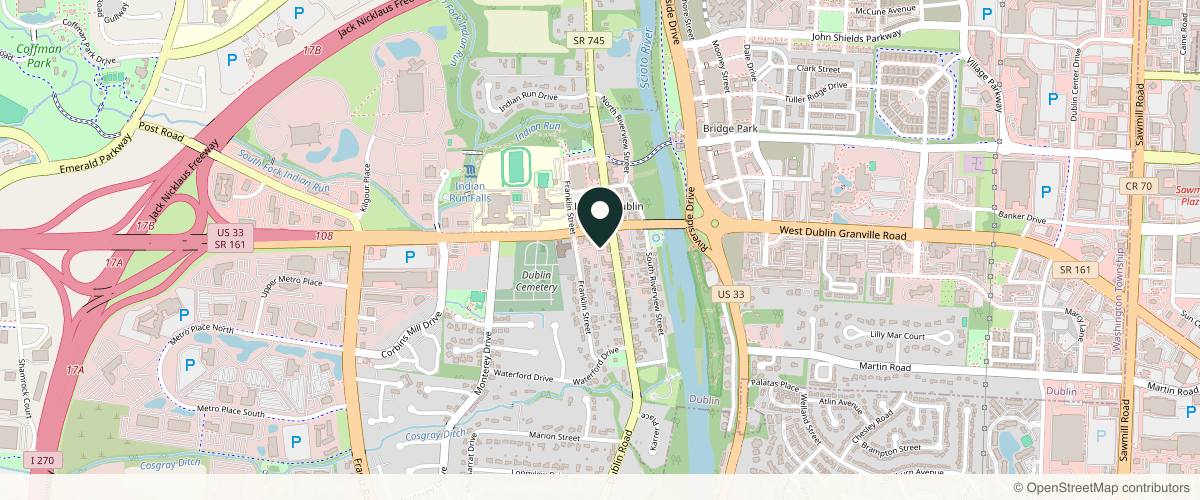 Map showing the exact location of Timeless Skin Solutions | Dublin at 31 S High St Suite 31 & 33, Dublin, OH 43017, USA