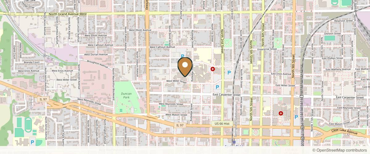 Map showing the exact location of Timothy Daugherty, MD - SIU Medicine Institute for Plastic Surgery at 747 N Rutledge St 3rd Floor, Springfield, IL 62702, USA