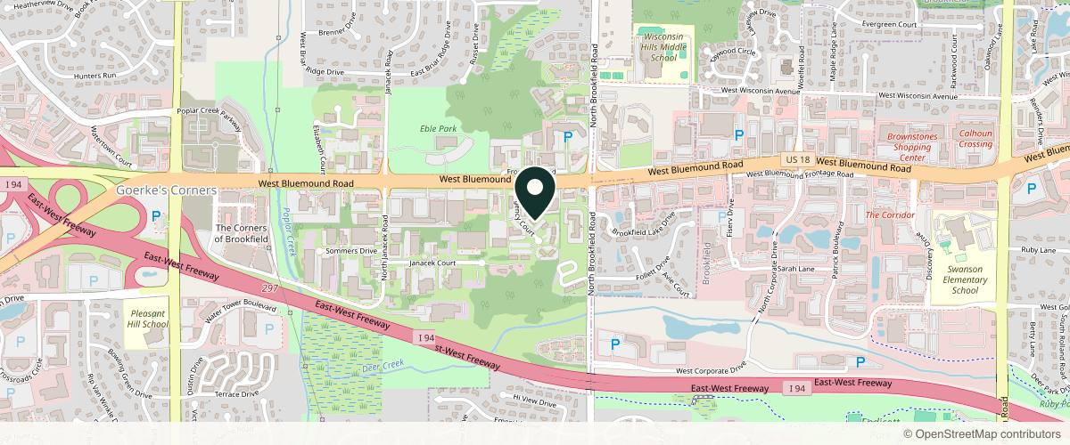 Map showing the exact location of T.L.C. Skin Esthetics Studio at 260 Regency Ct Ste 101, Brookfield, WI 53045, USA