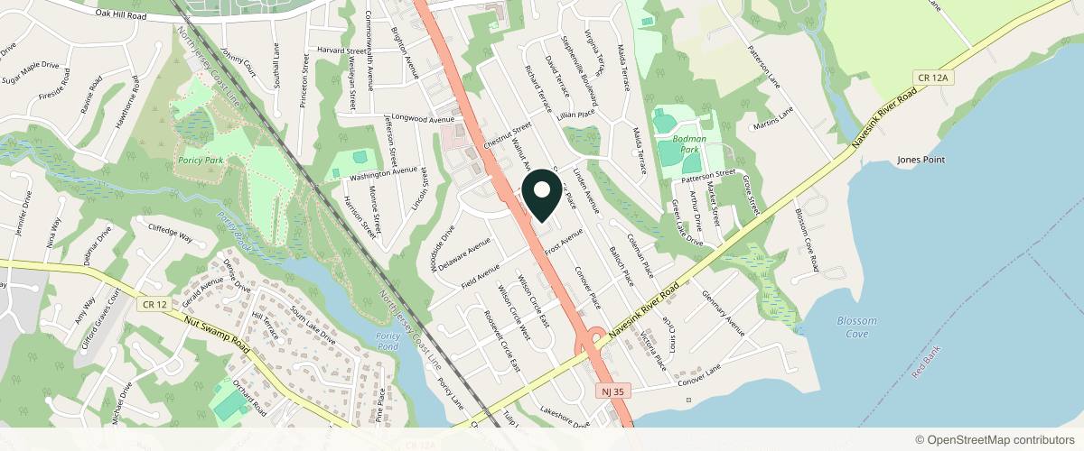 Map showing the exact location of TMGNJ - Navesink Dermatology at 225 NJ-35 Ste 208, Red Bank, NJ 07701, USA