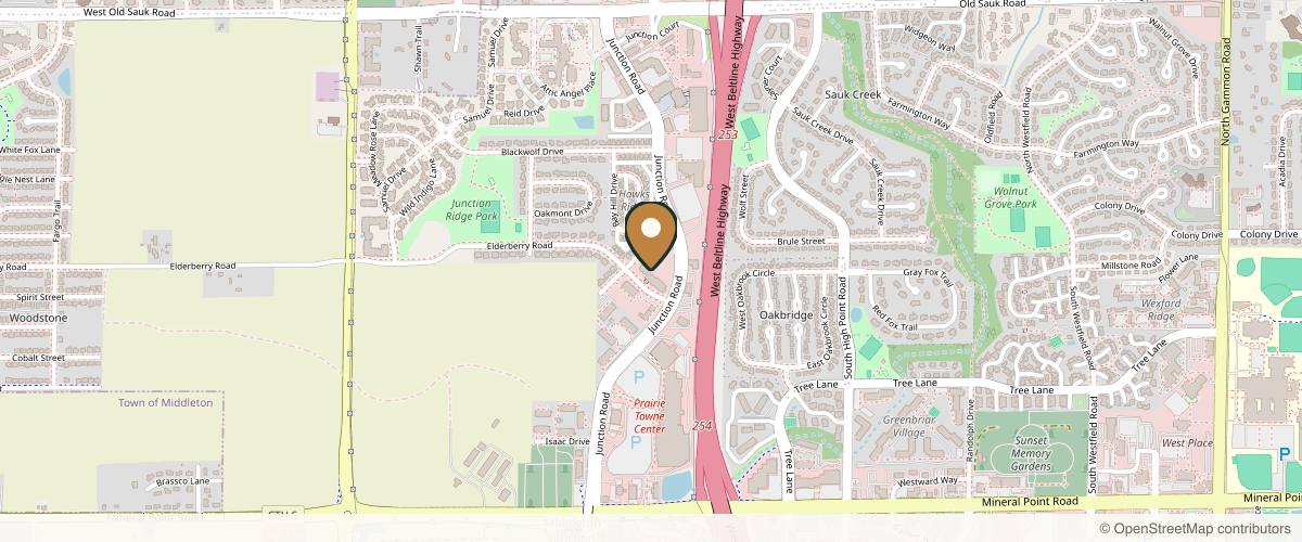 Map showing the exact location of Total Body Laser & Med Spa at 342 Junction Rd Suite# 100, Madison, WI 53717, USA