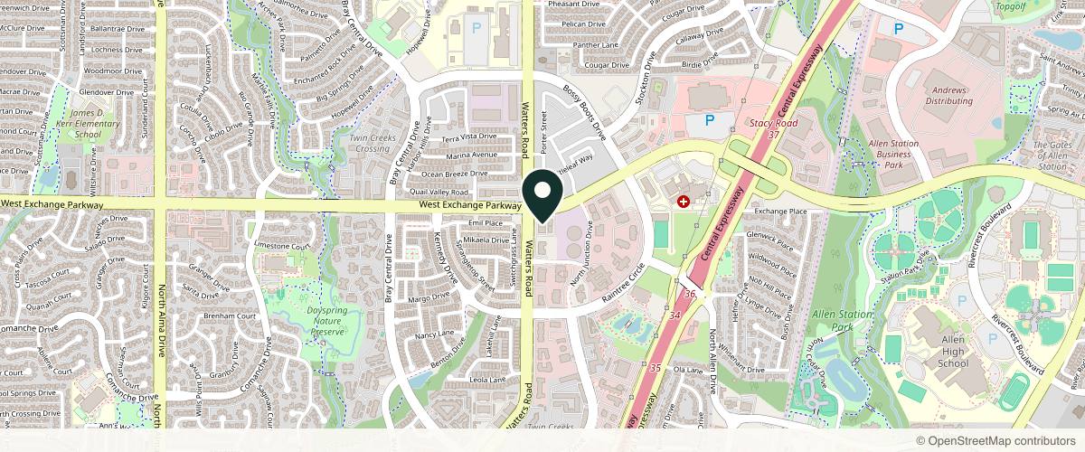 Map showing the exact location of Total Med Solutions at 1150 North Watters Road #100, Allen, TX 75013, USA