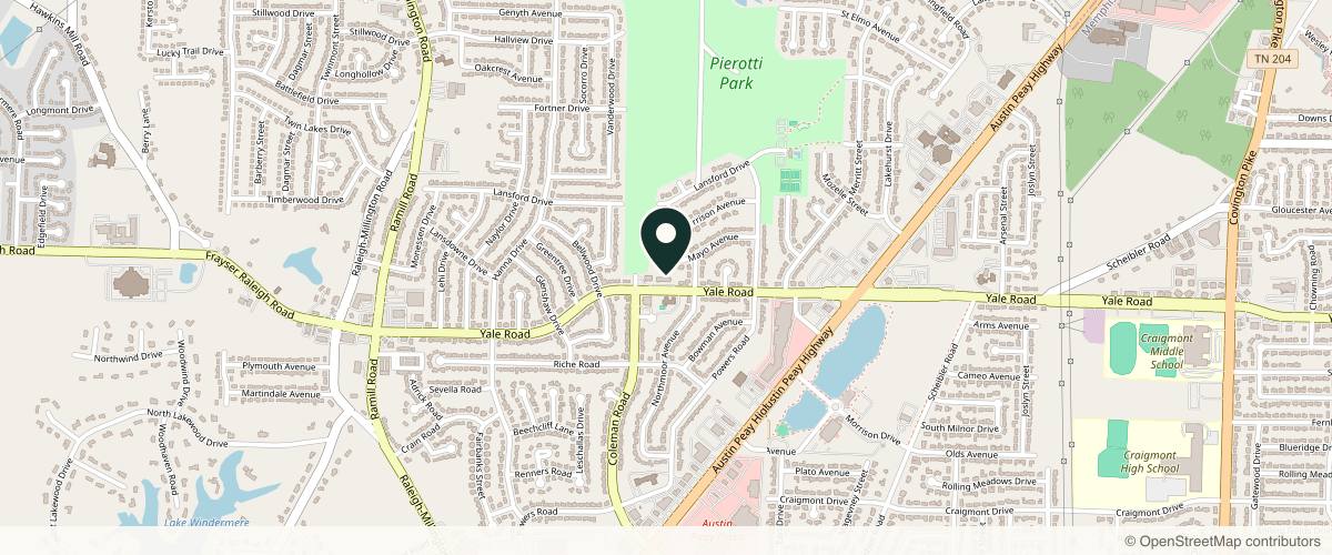 Map showing the exact location of Total Package Health & Wellness Spa at 4422 Yale Rd, Memphis, TN 38128, USA