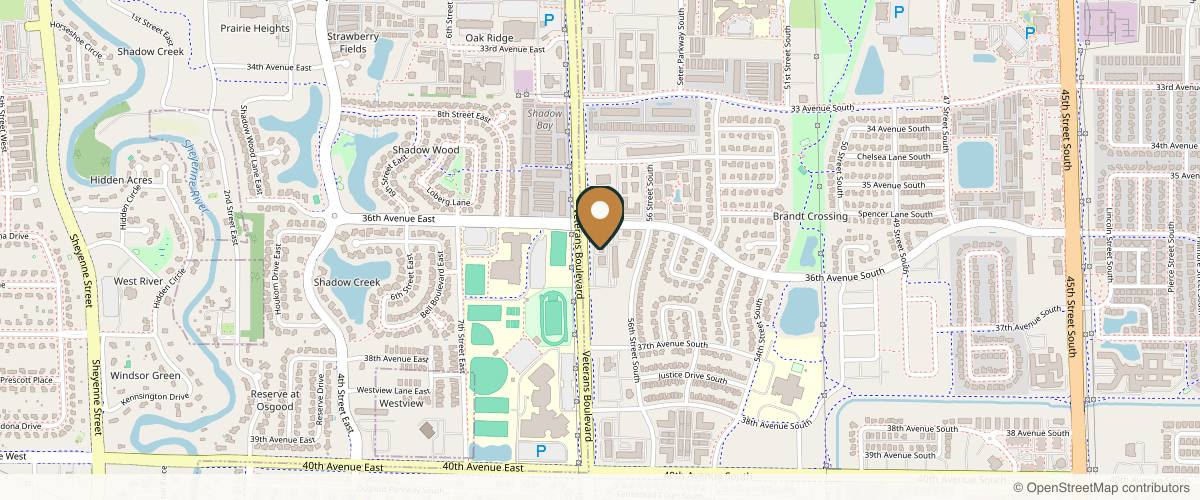 Map showing the exact location of Total Skin Dermatology & Aesthetics - Fargo at 3620 Veterans Blvd Ste 160, Fargo, ND 58104, USA