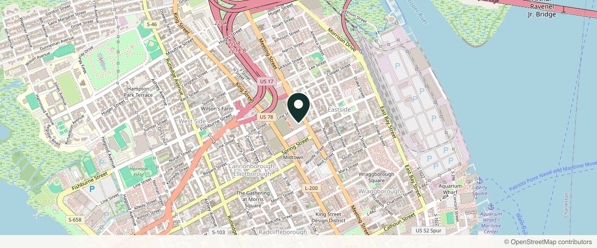 Map showing the exact location of Totality Medispa at 128 Columbus St Ste 110, Charleston, SC 29403, USA
