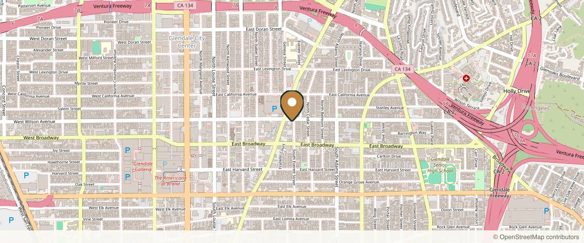 Map showing the exact location of Touch of Class Medspa & Laser Center at 740 E Wilson Ave #100, Glendale, CA 91206, USA