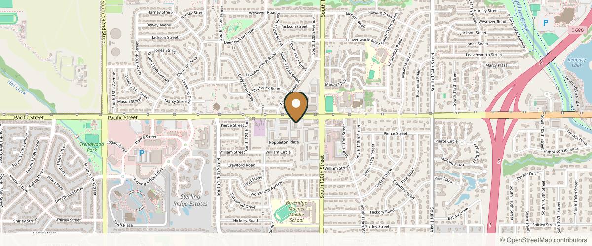 Map showing the exact location of très j Medspa at 12103 Pacific St, Omaha, NE 68154, USA