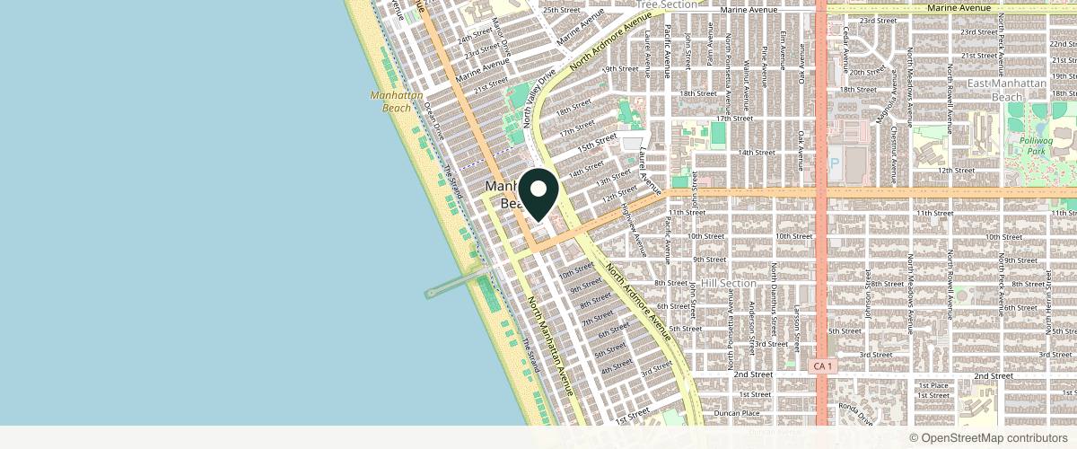 Map showing the exact location of Trilogy Spa at 321 12th St #100, Manhattan Beach, CA 90266, USA