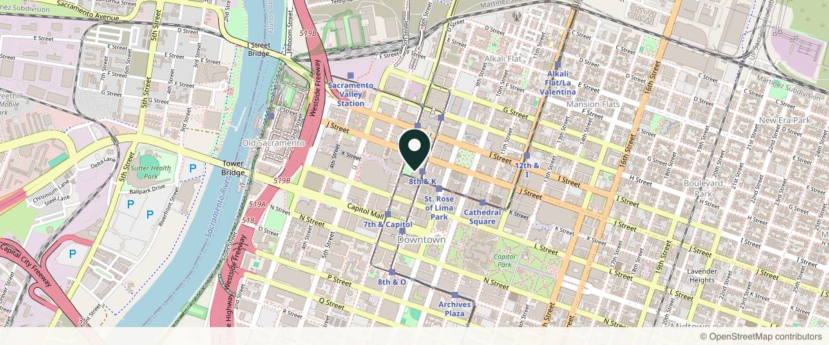 Map showing the exact location of Trinity Wellness & Beauty- Botox, Weight Loss, Microneedling at 717 K St, Sacramento, CA 95814, USA