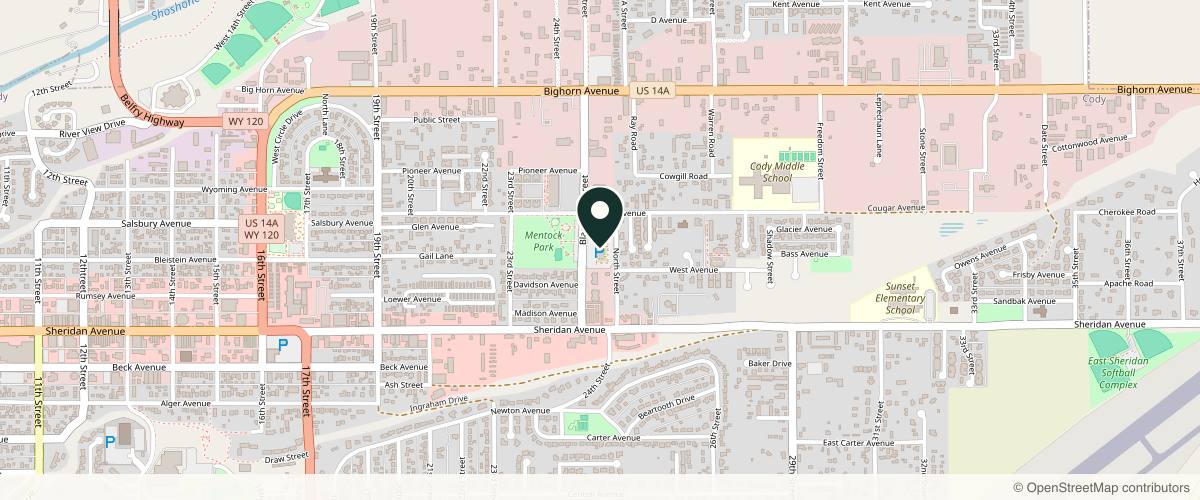 Map showing the exact location of True Body Medical Aesthetics and Wellness at 902 Blackburn St, Cody, WY 82414, USA