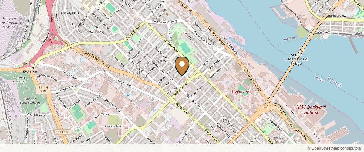 Map showing the exact location of True Clinic - Halifax Botox, Lips + at 5653 Hennessey St, Halifax, NS B3K 2B1, Canada