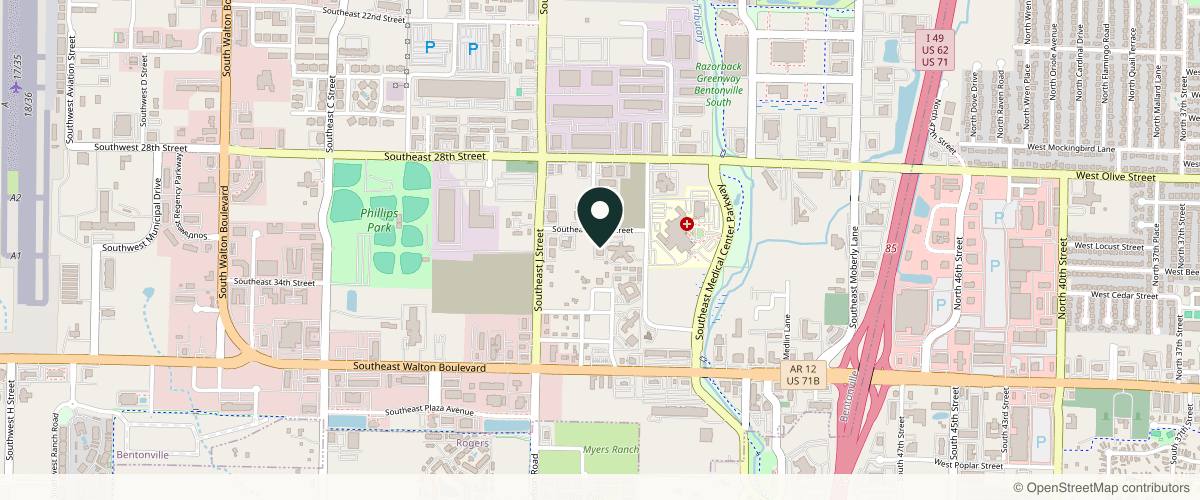 Map showing the exact location of True Dermatology at Bentonville at 1110 SE 30th St, Bentonville, AR 72712, USA