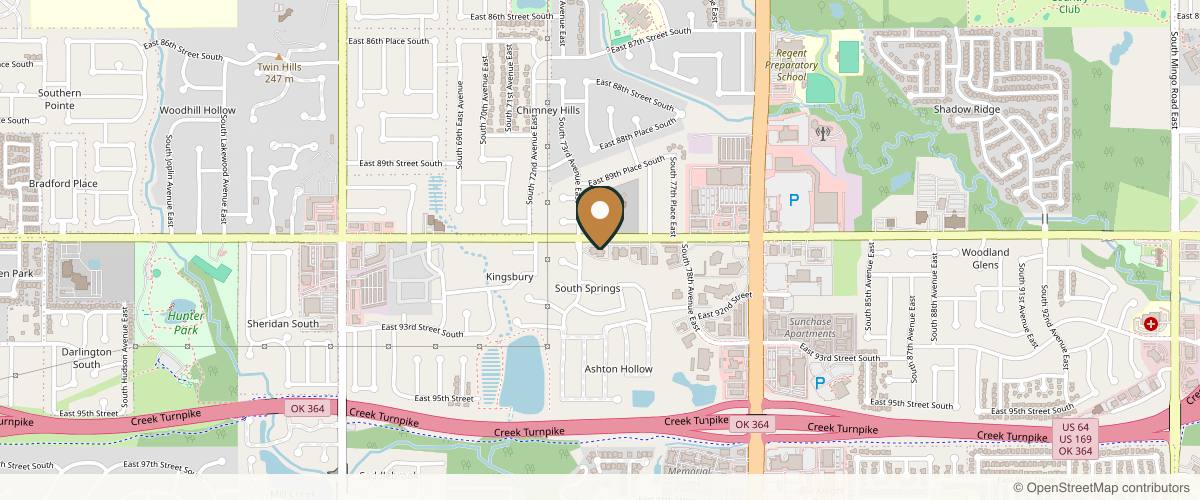 Map showing the exact location of Tulsa Surgical Arts at 7322 E 91st St, Tulsa, OK 74133, USA