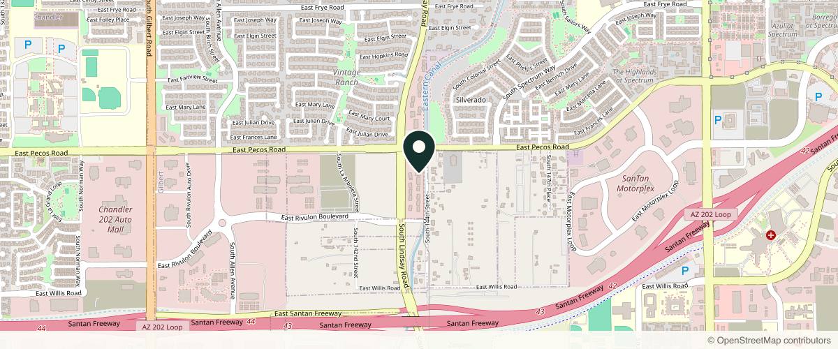 Map showing the exact location of Tulua Medical - Med Spa Services Gilbert Arizona at 3303 S Lindsay Rd Suite 124, Gilbert, AZ 85297, USA