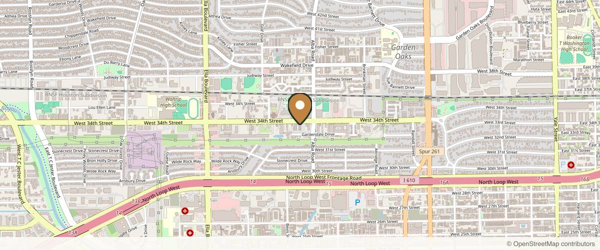Map showing the exact location of Tulum Wellness Spa at 1223 W 34th St Ste A-600, Houston, TX 77018, USA