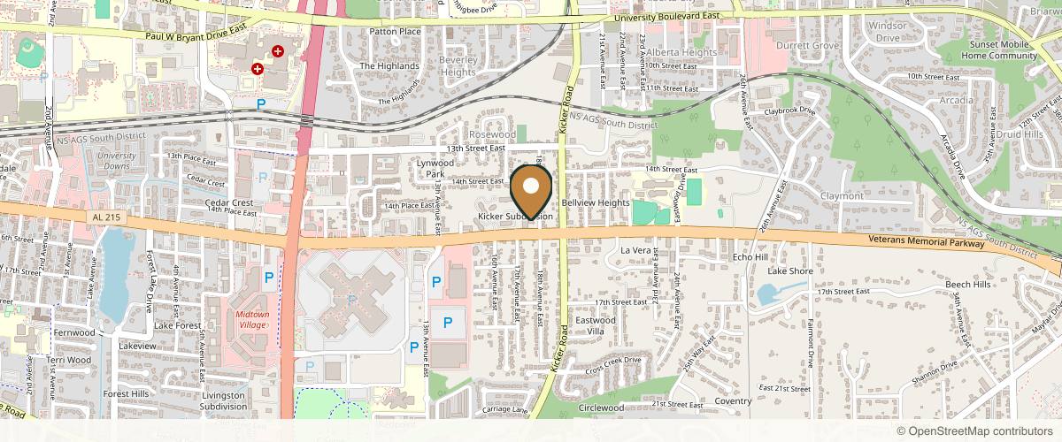 Map showing the exact location of Tuscaloosa MedSpa at 1718 Veterans Memorial Pkwy Ste C, Tuscaloosa, AL 35404, USA