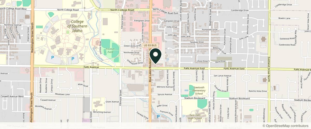 Map showing the exact location of Twin Falls Dermatology & Aesthetics, LLC: Laurel Krupski PA-C at Falls Professional Center, 1139 Falls Ave E Ste A, Twin Falls, ID 83301, USA