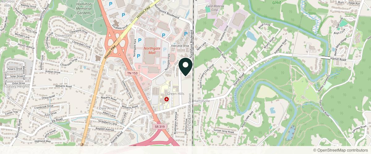 Map showing the exact location of Uderm - Dermatology & Mohs Surgery | Hixson at 2835 Northpoint Blvd Ste 101, Hixson, TN 37343