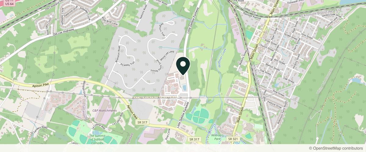 Map showing the exact location of Uderm - Dermatology & Mohs Surgery | Ooltewah at 5243 Little Debbie Pkwy Ste 111, Collegedale, TN 37363