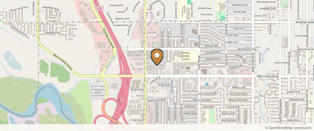 Map showing the exact location of Ultimate Realm of Serenity at 2227 W Lindsey St #1730, Norman, OK 73069, USA