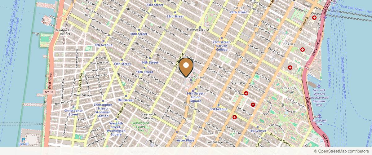 Map showing the exact location of UnionDerm - Union Square at 19 Union Square W, New York, NY 10003, USA